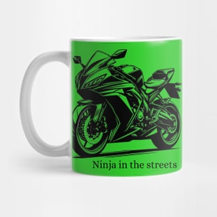 Ninja In The Streets Motorbike Black Work Minimalist Ink Mug